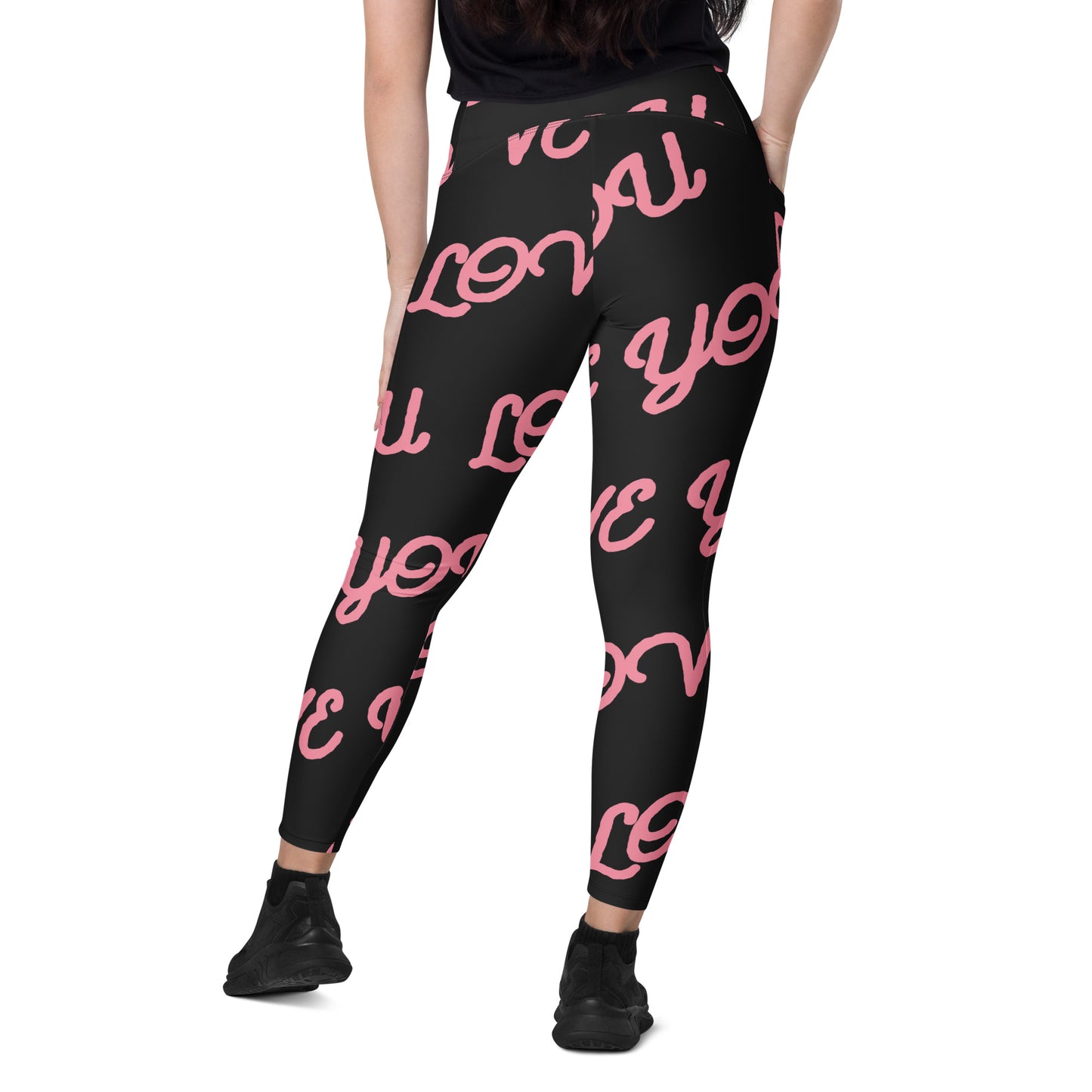 Love You Women's Recycled Crossover Leggings With Pockets - FLAKOUT