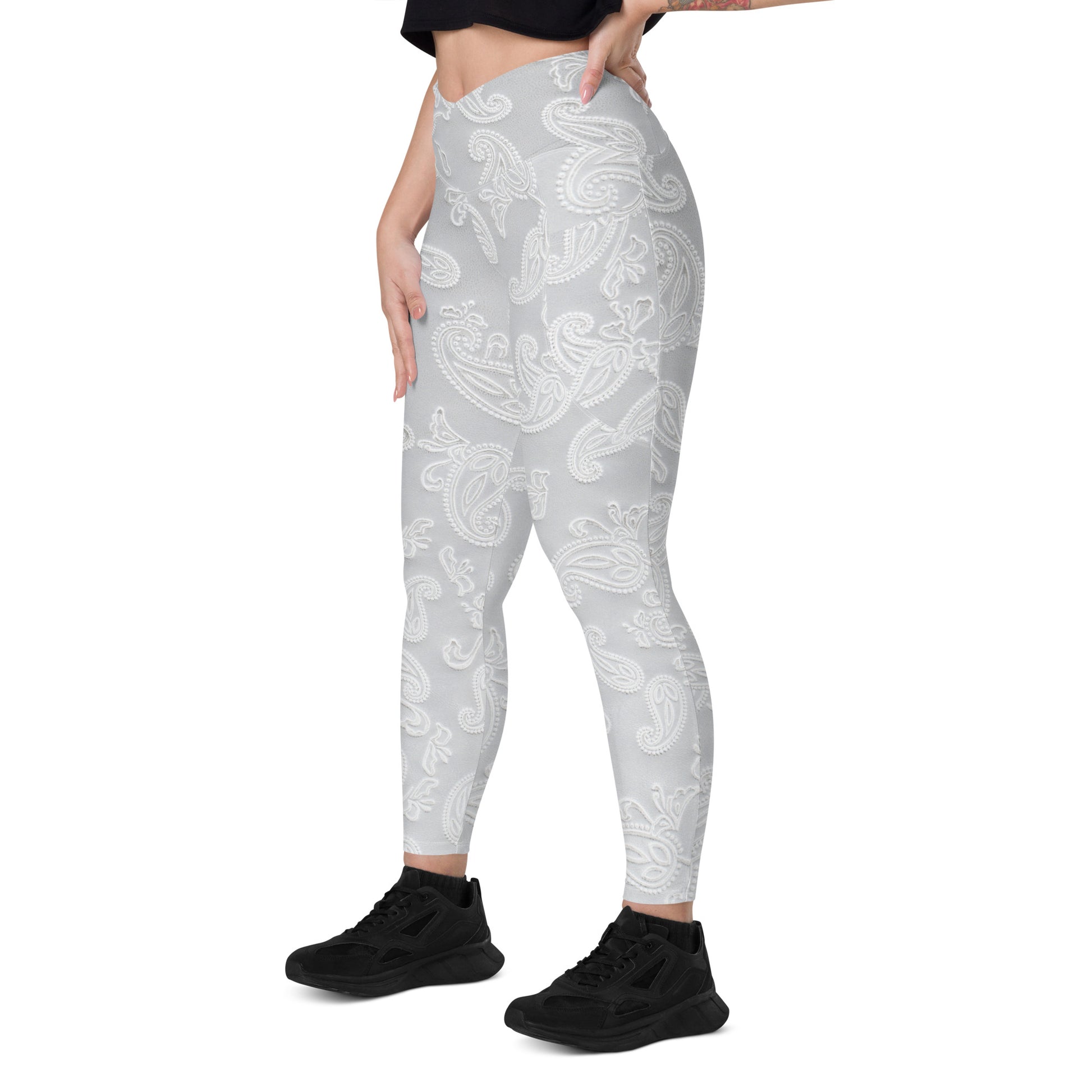 Fabric Sigils Women's Recycled Crossover Leggings With Pockets - FLAKOUT