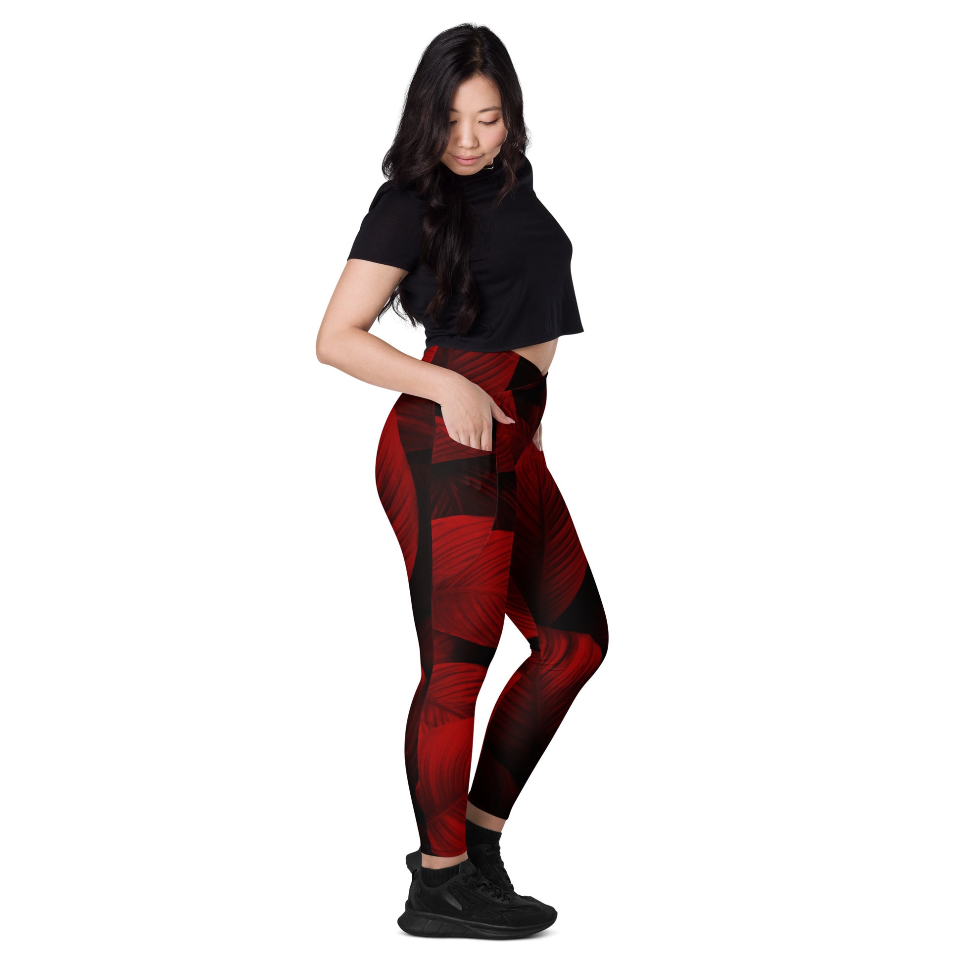 Redveil Women's Recycled Crossover Leggings With Pockets - FLAKOUT