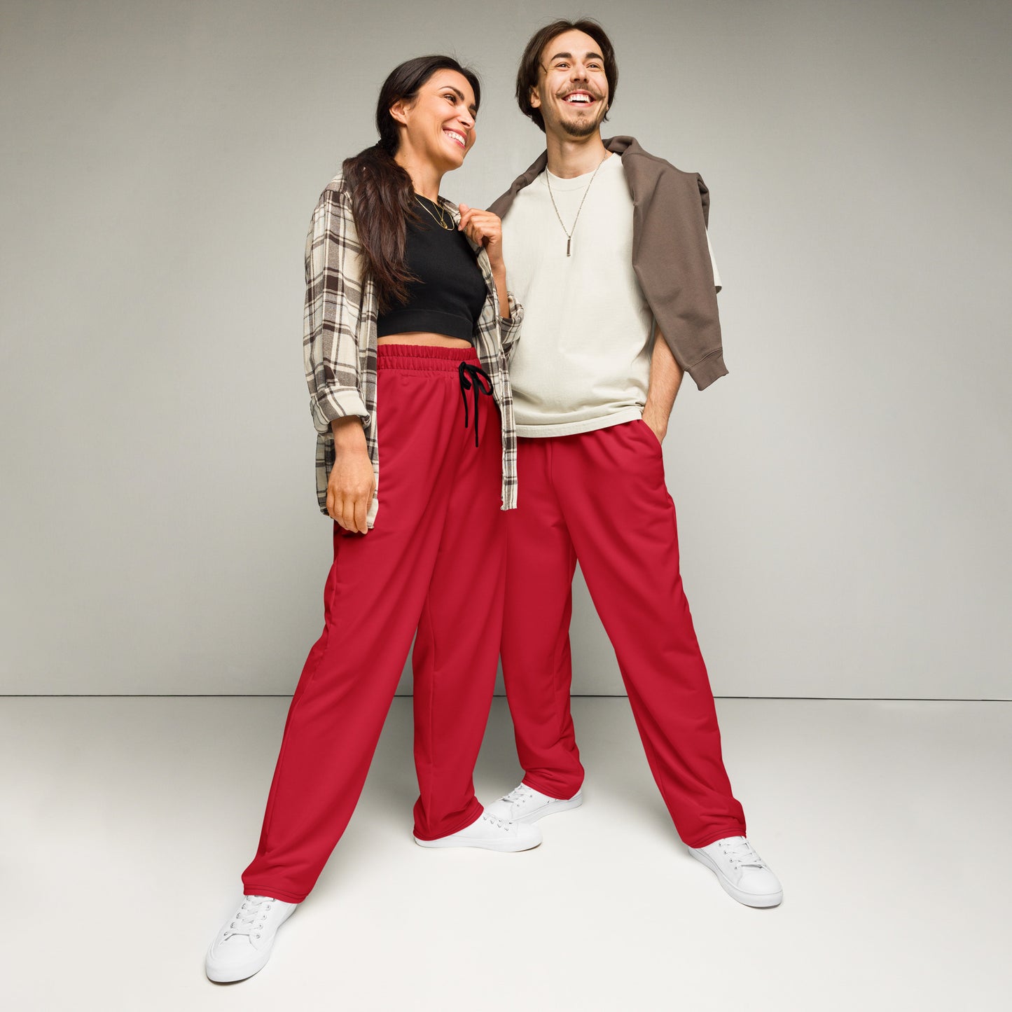 Unisex Wide-leg Recycled Joggers - Red - FLAKOUT