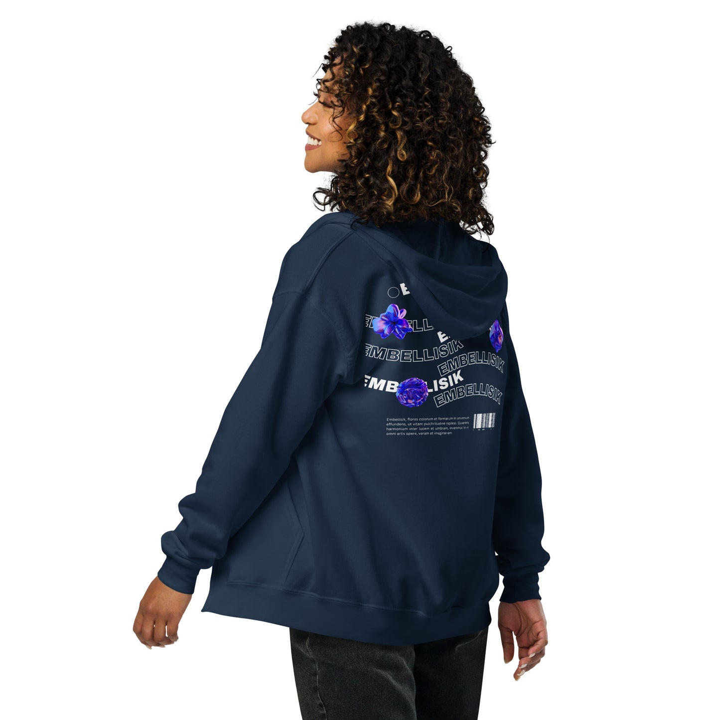 Ornate Embellisik Heavy Harmony Fusion Zip Hoodie - Navy - FLAKOUT