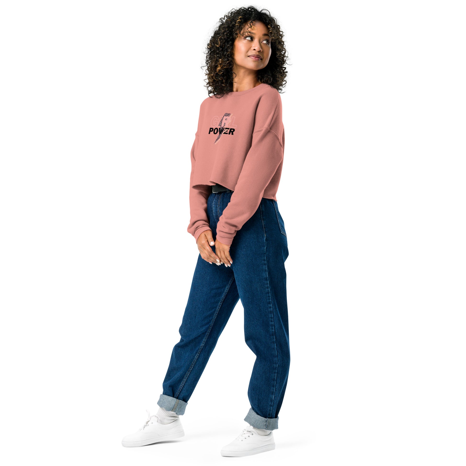 Queenly Girl Power Rebellion Women's Crop Sweatshirt - Mauve - FLAKOUT