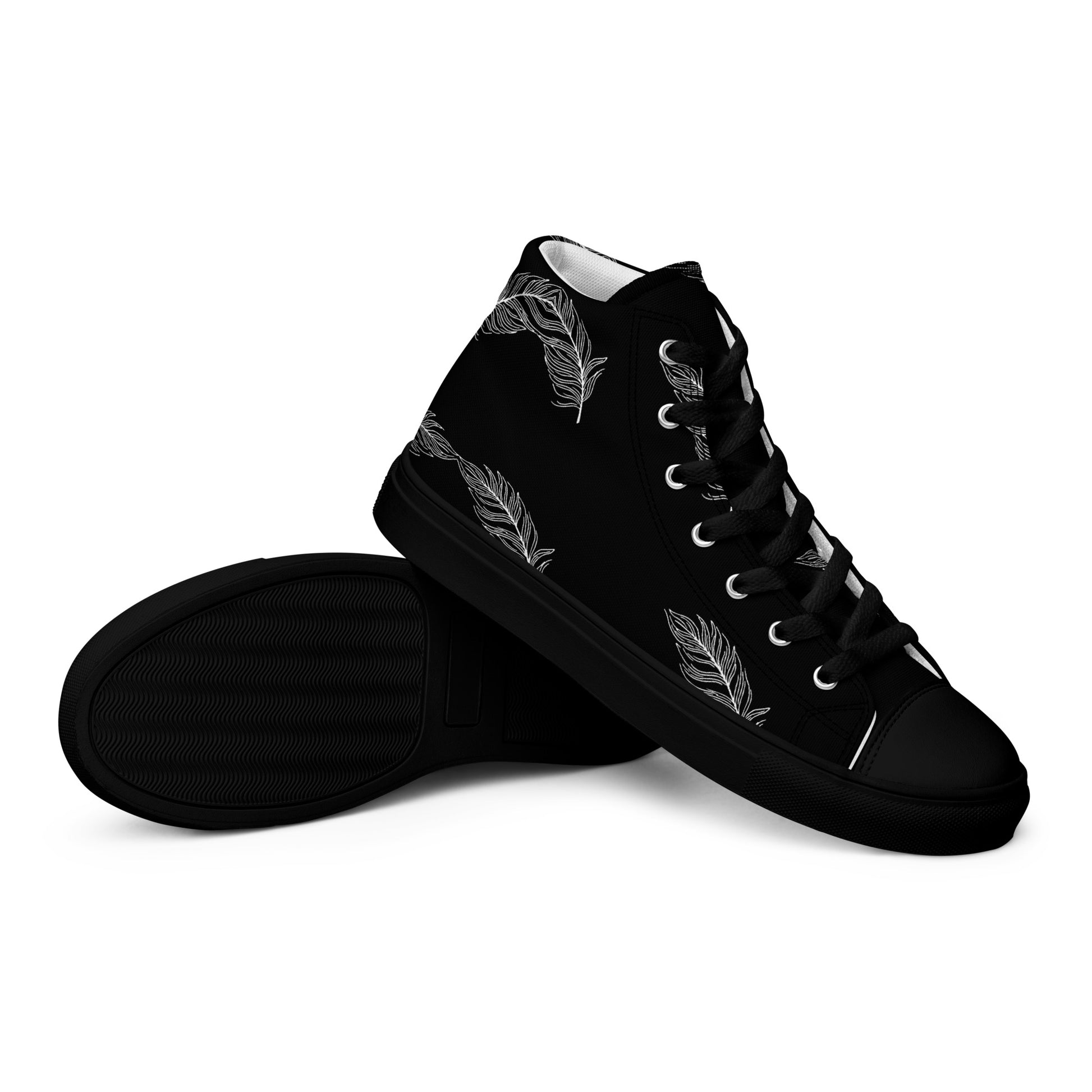 Ethereal Plumes Women's High Top Canvas Shoes - FLAKOUT