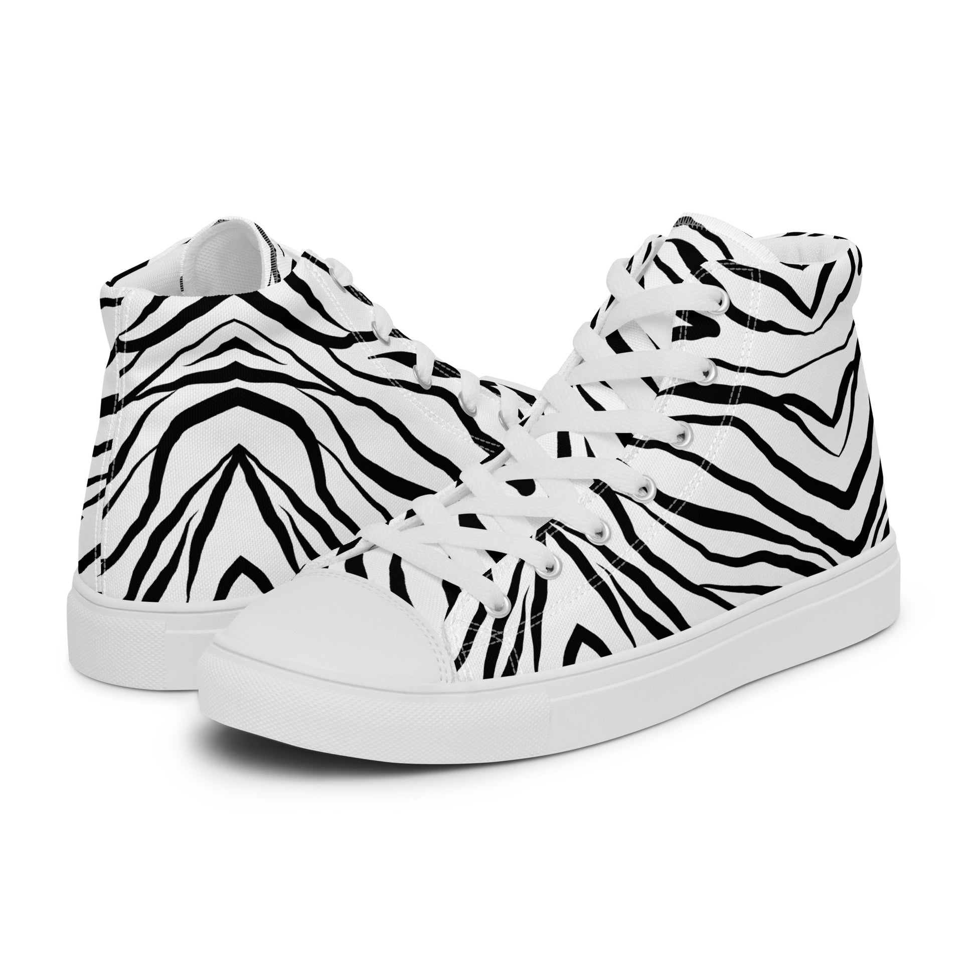 Striped Zebra Vibrance Women’s High Top Canvas Shoes - FLAKOUT