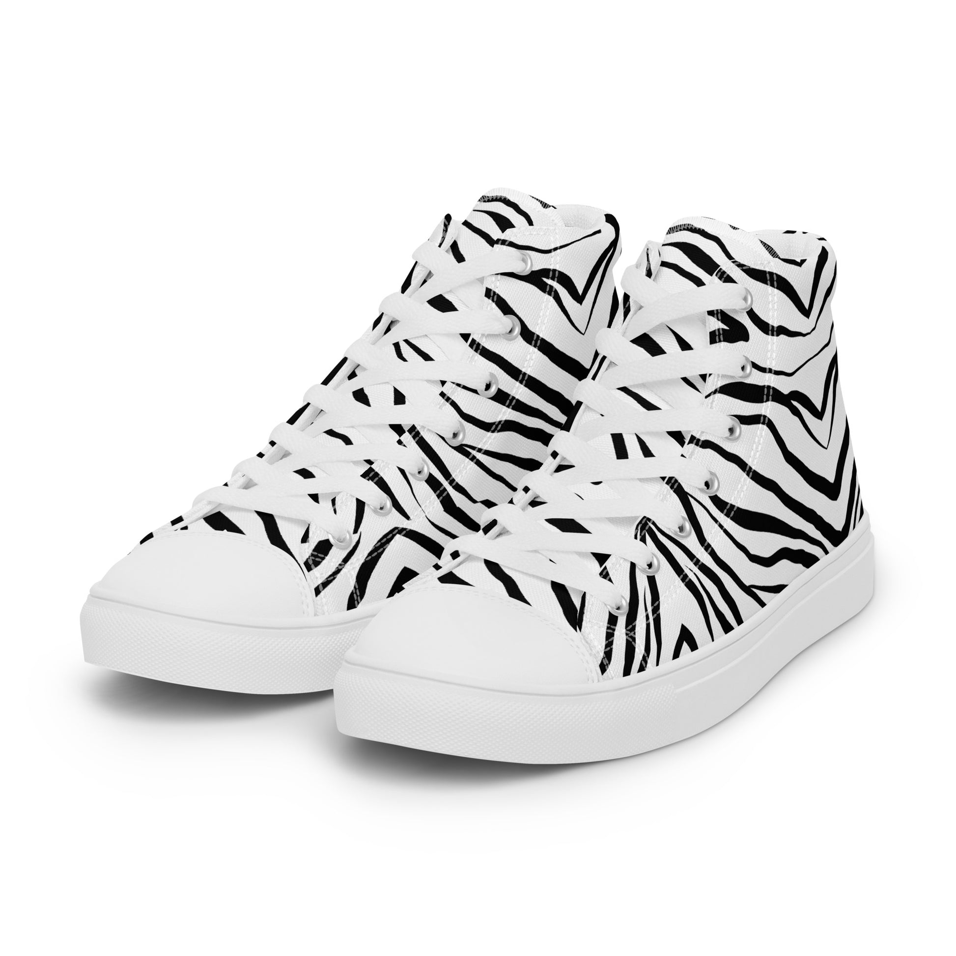 Striped Zebra Vibrance Women’s High Top Canvas Shoes - FLAKOUT