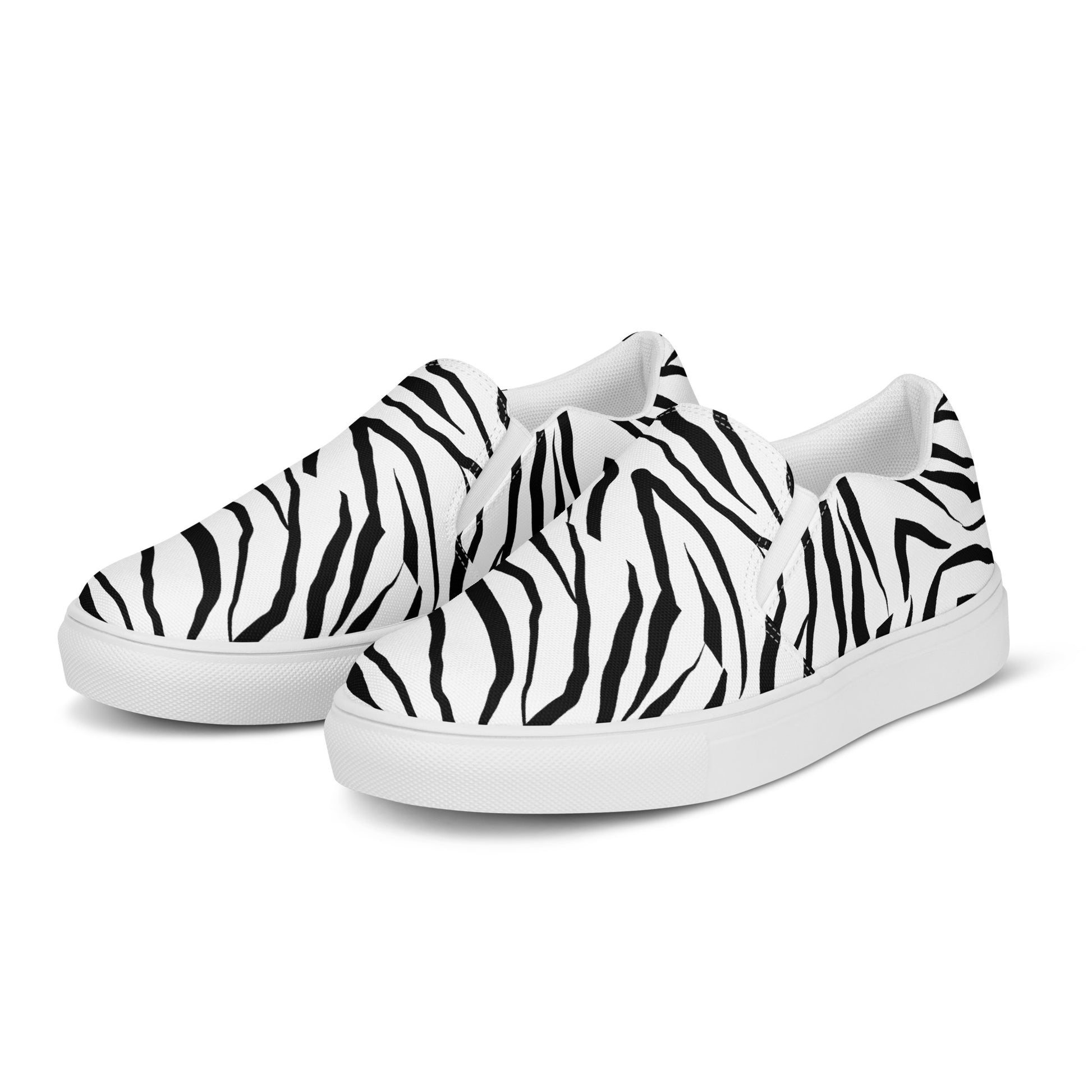 Striped Zebra Vibrance Women's Slip-On Canvas Shoes - FLAKOUT