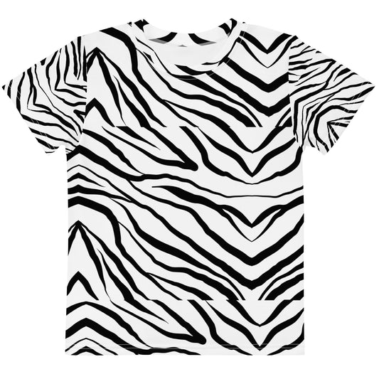 Striped Zebra Vibrance Kid's Crew Neck T-shirt - FLAKOUT